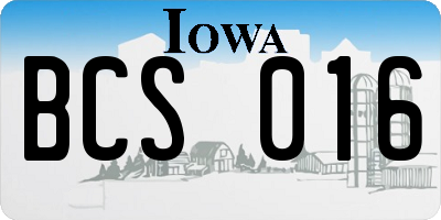 IA license plate BCS016
