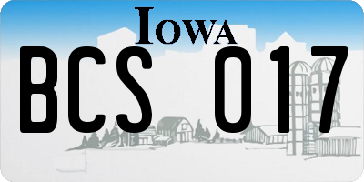 IA license plate BCS017