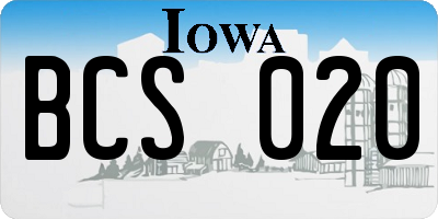IA license plate BCS020