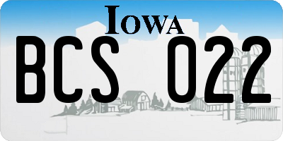 IA license plate BCS022