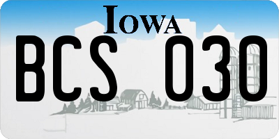 IA license plate BCS030