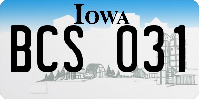 IA license plate BCS031