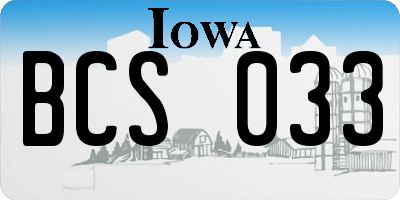 IA license plate BCS033
