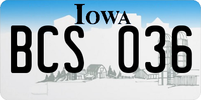 IA license plate BCS036