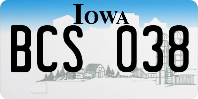 IA license plate BCS038
