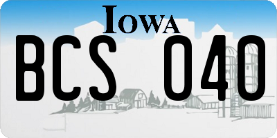 IA license plate BCS040