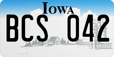 IA license plate BCS042