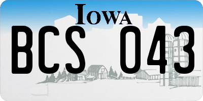 IA license plate BCS043