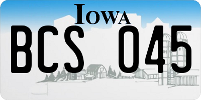 IA license plate BCS045