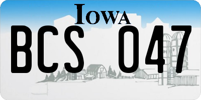 IA license plate BCS047