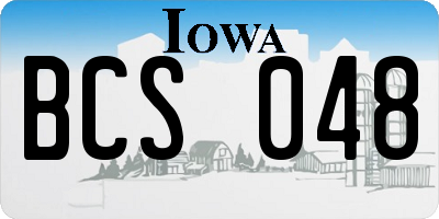 IA license plate BCS048