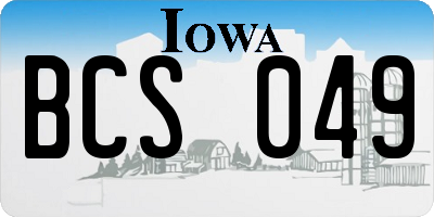 IA license plate BCS049