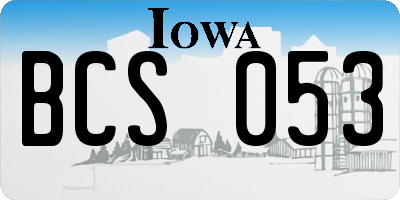 IA license plate BCS053