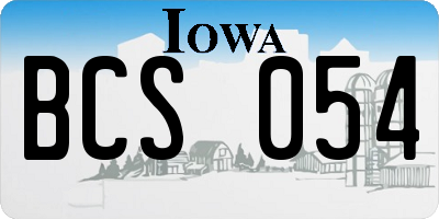 IA license plate BCS054