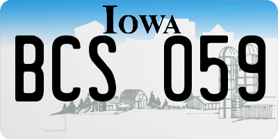 IA license plate BCS059