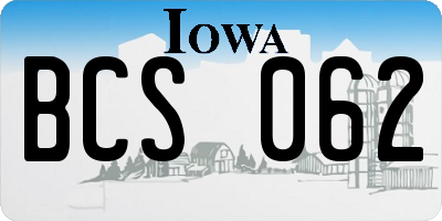 IA license plate BCS062
