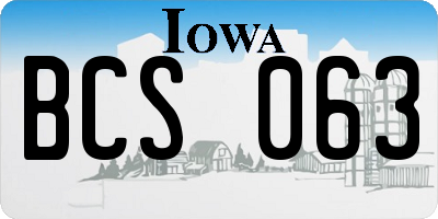 IA license plate BCS063