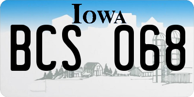 IA license plate BCS068