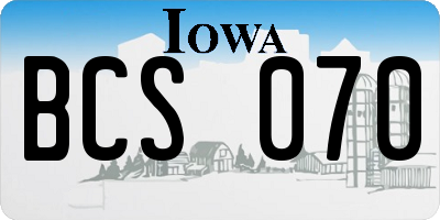 IA license plate BCS070