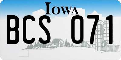 IA license plate BCS071