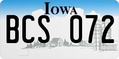 IA license plate BCS072