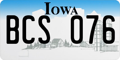 IA license plate BCS076