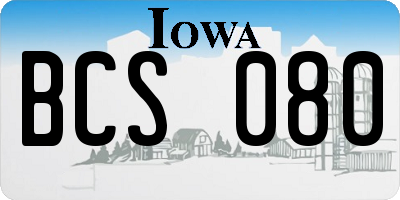 IA license plate BCS080