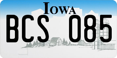 IA license plate BCS085