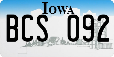 IA license plate BCS092