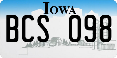 IA license plate BCS098