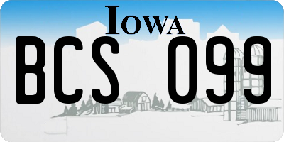 IA license plate BCS099