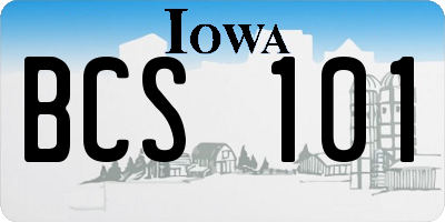 IA license plate BCS101