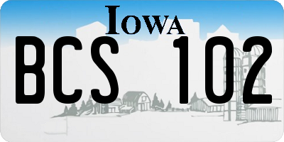 IA license plate BCS102