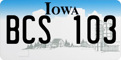 IA license plate BCS103