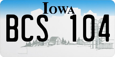 IA license plate BCS104