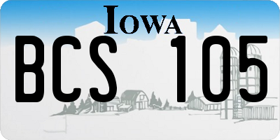 IA license plate BCS105