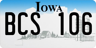 IA license plate BCS106