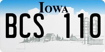 IA license plate BCS110