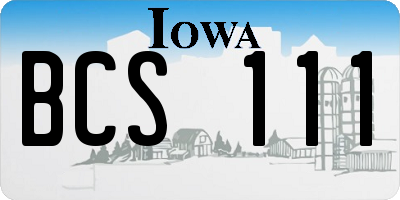 IA license plate BCS111