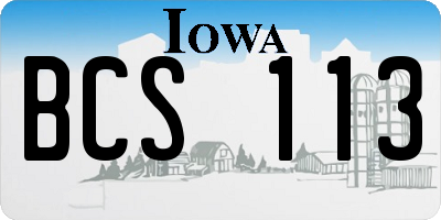 IA license plate BCS113