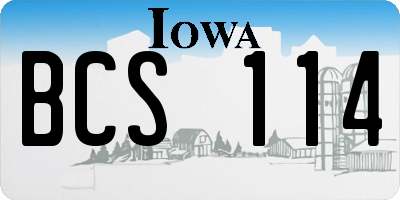 IA license plate BCS114