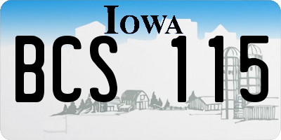 IA license plate BCS115
