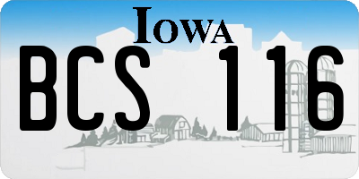 IA license plate BCS116