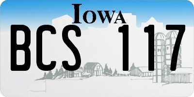 IA license plate BCS117