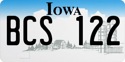 IA license plate BCS122