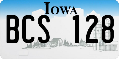 IA license plate BCS128