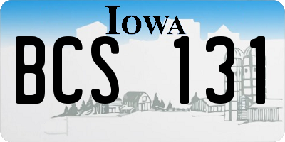 IA license plate BCS131