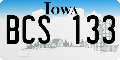 IA license plate BCS133