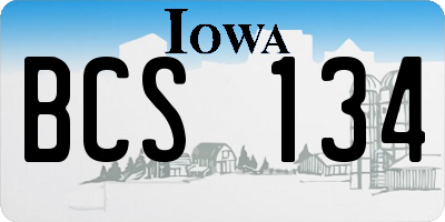 IA license plate BCS134