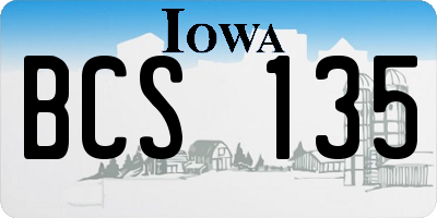 IA license plate BCS135